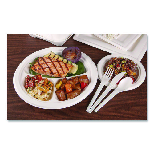 Plantware Compostable Cutlery, Knife, Plastic, White, 1,000/Carton