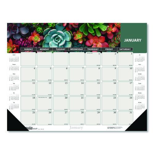 Recycled Succulent and Cacti Desk Pad Calendar, 17 x 22, Multicolor Sheets, Black Corners, 12-Month (Jan to Dec): 2026