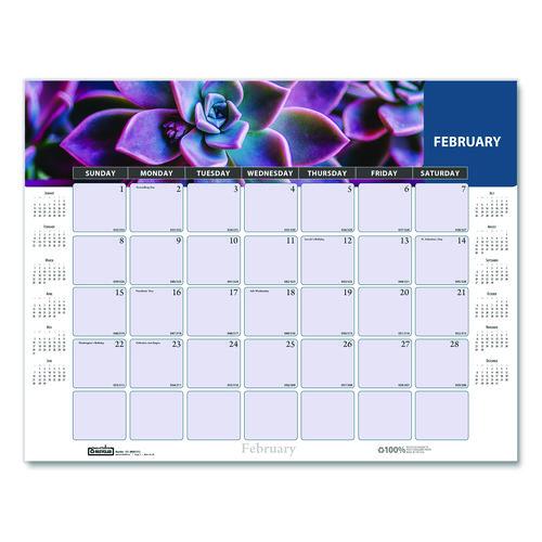 Recycled Succulent and Cacti Desk Pad Calendar, 17 x 22, Multicolor Sheets, Black Corners, 12-Month (Jan to Dec): 2026
