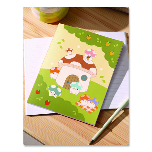 Smoko Mushroom Garden Layflat Notebook, 1-Subject, Medium/College Rule, Green/Tan/Red Cover, (72) 8 x 5 Sheets