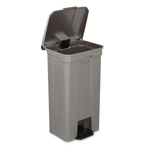 Step-On Trash Can, 23 gal, Resin, Platinum Metallic