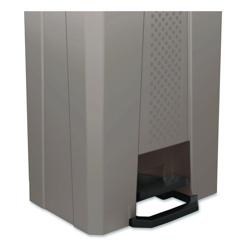Step-On Trash Can, 23 gal, Resin, Platinum Metallic
