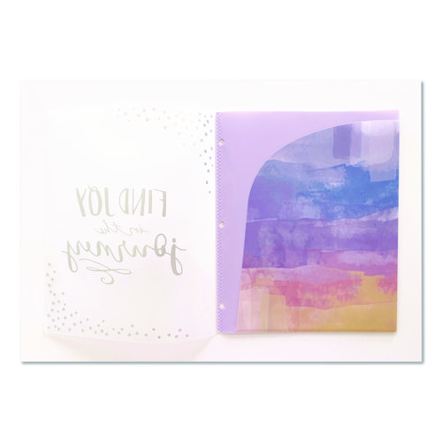 Silver Lining Glossy 3-Hole Punched 6-Pocket Folder, 11 x 8.5, Assorted