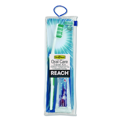 Oral Care Kit. Toothbrush/Toothpaste in Resealable Pouch, 4/Box