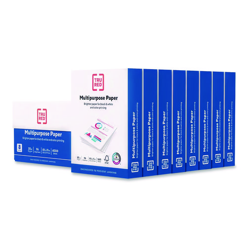 Color Printer Paper, 96 Bright, 20 lb Bond Weight, 8.5 x 11, 500 Sheets/Ream, 8 Reams/Carton