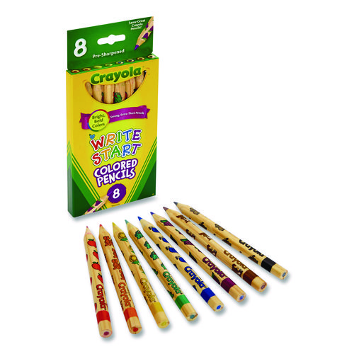Write Start Colored Pencils, 5.33 mm, Assorted Lead and Barrel Colors, 8/Box