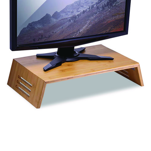 Bamboo Desktop Monitor Stand, For 16" Monitors, 17.56 x 12.44 x 2.64, Brown, Supports 20 lbs