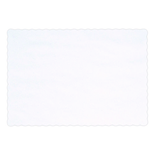 Image of Solid Color Scalloped Edge Placemats, 9.63 x 13.5, White, 1,000/Carton