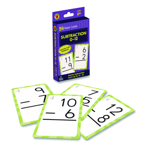 Subtraction 0 to 12 Flash Cards, 3.25 x 5.25, Assorted Colors, 54 Cards