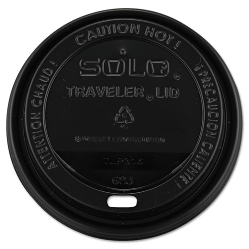 Image of Solo® Traveler Cappuccino Style Dome Lid, Fits 10 Oz To 24 Oz Cups, Black, 100/Sleeve, 10 Sleeves/Carton