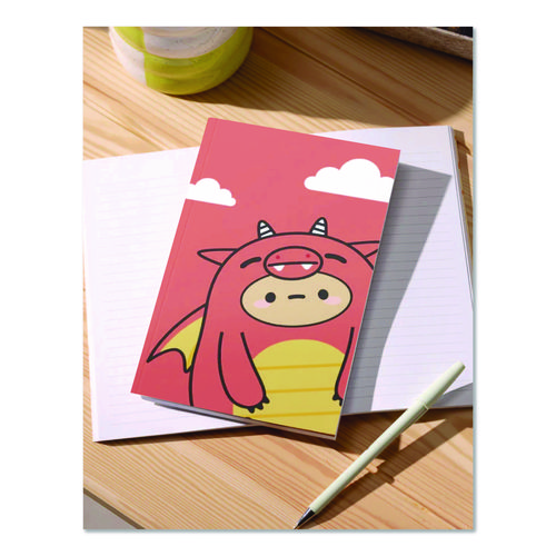 Smoko Tayto Dragon Layflat Notebook, 1-Subject, Medium/College Rule, Orange/Yellow/White Cover, (72) 8 x 5 Sheets