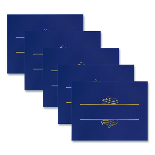 Embossed Foil Certificate Holders, 80-lb Paper, Navy, 5/Pack