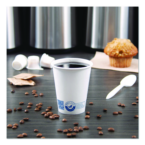 Recycled Content PCF Paper Hot Cups, ProPlanet Seal, 8 oz, White/Blue, 1,000/Carton