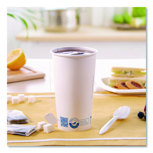 Recycled Content PCF Paper Hot Cups, ProPlanet Seal, 20 oz, White/Blue, 600/Carton