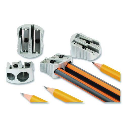 Classic 2-Hole Metal Pencil Sharpener, 2.56 x 0.67 x 4.92, Silver