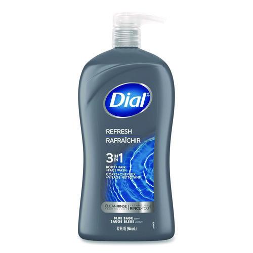 Men Refresh 3-in-1 Body, Hair and Face Wash, Blue Sage Scent, 32 oz, 4/Carton
