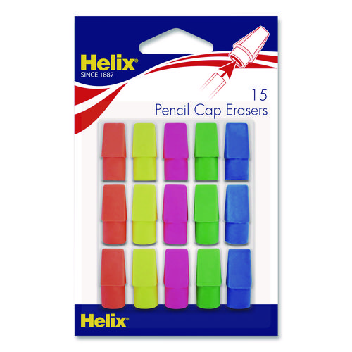 Classic Pencil Cap Erasers, For Pencil Marks, Assorted Colors, 15/Pack