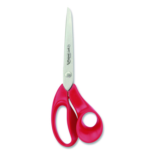 Expert Left-Handed Multipurpose Scissors, 8.25" Long, 5" Cut Length, Straight Red Handle