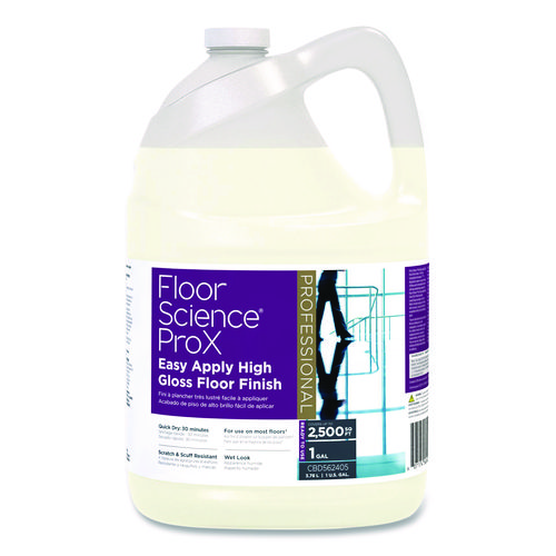 Floor Science ProX Easy Apply High Gloss Floor Finish, 1 gal Bottle, 4/Carton