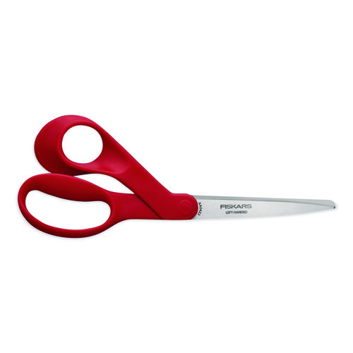 Premier Left Handed Scissors, 9.75" Long, 8" Cut Length, Offset Red Handle