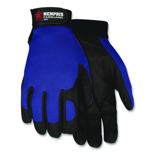 Clarino Synthetic Leather Palm Mechanics Gloves, Blue/Black, X-Large