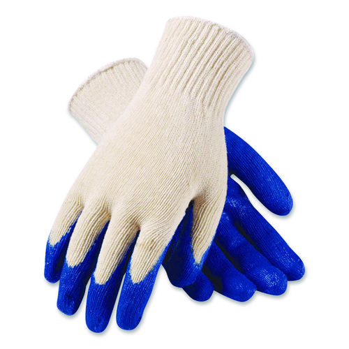 Seamless Knit Cotton/Polyester Gloves, Regular Grade, X-Large, Natural/Blue, 12 Pairs
