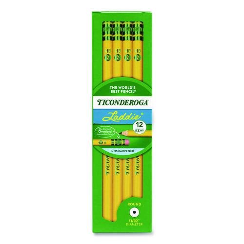 Ticonderoga Laddie Woodcase Pencil with Microban, HB (#2), Black Lead, Yellow Barrel, 12/Pack