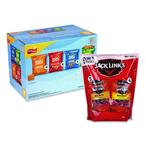 Sunchips and Jack Link's Beef Jerky Variety Pack, (30) 1.5 oz Bags, (9) 1.25 oz Snack Packs, Assorted Flavors/Bundle