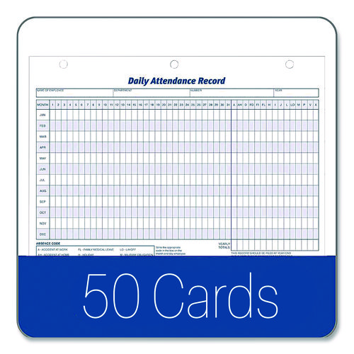 Attendance Records, One Part (No Copies), 11 x 8.5, 50 Forms Total