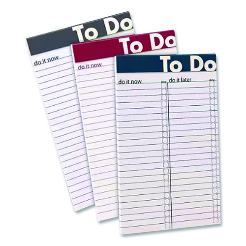 To Do Notepads, List-Management Format, Randomly Assorted Headband Colors, 50 White 5 x 8 Sheets