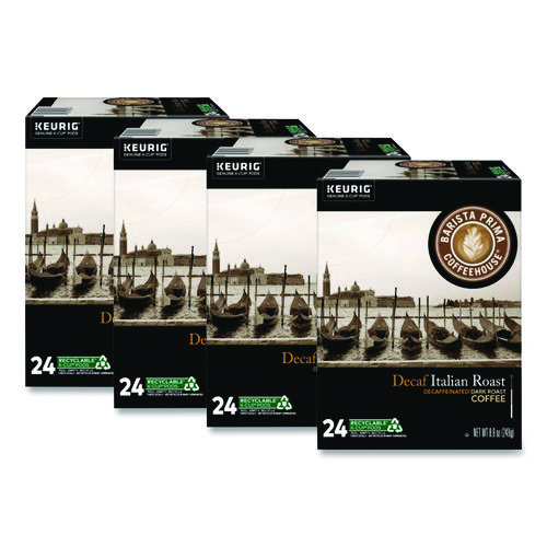 Decaf Italian Roast Coffee K-Cups, 24/Box, 4 Boxes/Carton