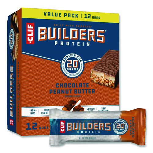 Builders Protein Bar, Chocolate Peanut Butter, 2.4 oz Bar, 12 Bars/Box