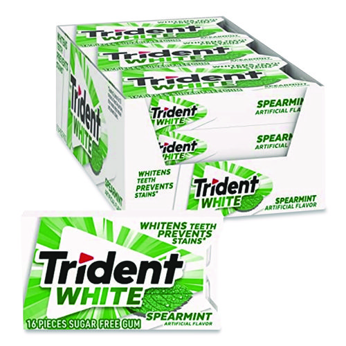 Sugar-Free Gum, White Spearmint, 16 Sticks/Pack, 9 Packs/Box