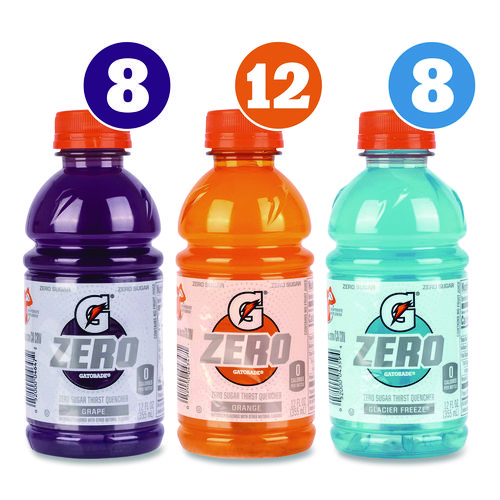 Zero Variety Pack, Assorted Flavors, 12 oz Bottle, 28/Carton