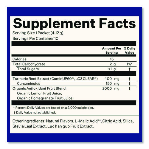 Turmeric Citrus Medley Drink Mix, Citrus Medley Flavor, 0.16 oz Packets, 10/Pack, 2 Packs/Carton