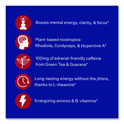 Energy and Focus Forest Berry Drink Mix, 0.24 oz Packets, 10/Pack, 2 Packs/Carton