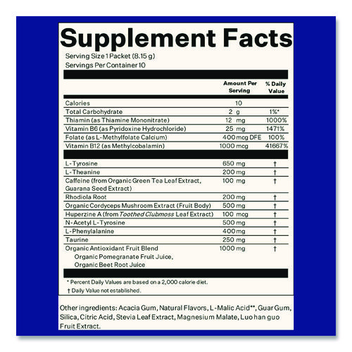 Energy and Focus Forest Berry Drink Mix, 0.24 oz Packets, 10/Pack, 2 Packs/Carton