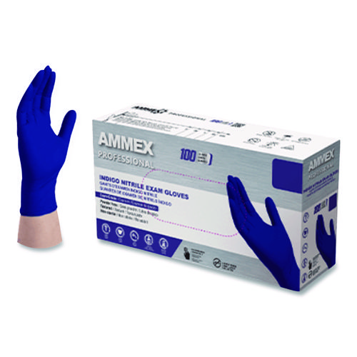 Nitrile Exam Gloves, Powder-Free, 3 mil, X-Large, Indigo, 100/Box