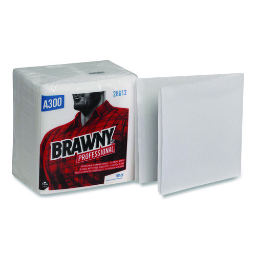 Professional Cleaning Towels, 1-Ply, 12 x 13, White, 50/Pack, 18 Packs/Carton