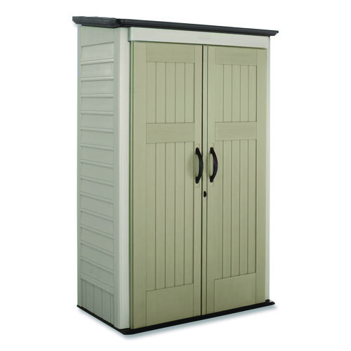 Vertical Storage Shed, 53 cu ft, 2.5 ft x 4 ft x 7 ft, Sandstone/Faint Maple