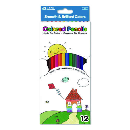 Colored Pencil Set, 3 mm, Assorted Lead and Barrel Colors, 12/Set