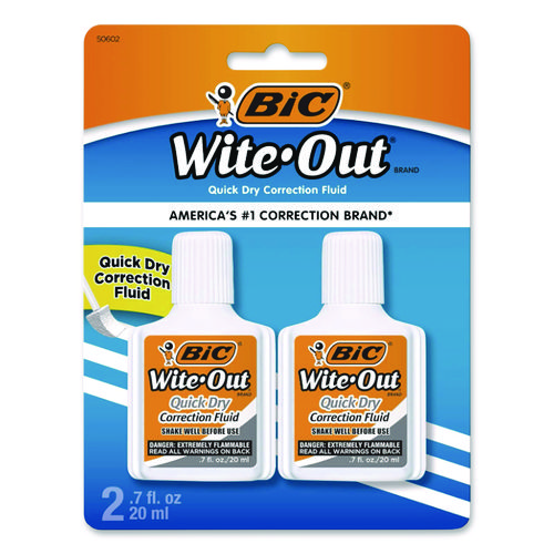 Wite-Out Quick Dry Correction Fluid, 20 mL Bottle, White, 2/Pack