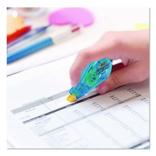 Wite-Out Brand Mini Correction Tape, Non-Refillable, Blue/Purple/Yellow Applicators, 0.2" x 314.4", 6/Pack