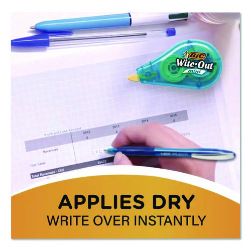 Wite-Out Brand Mini Correction Tape, Non-Refillable, Blue/Purple/Yellow Applicators, 0.2" x 314.4", 6/Pack