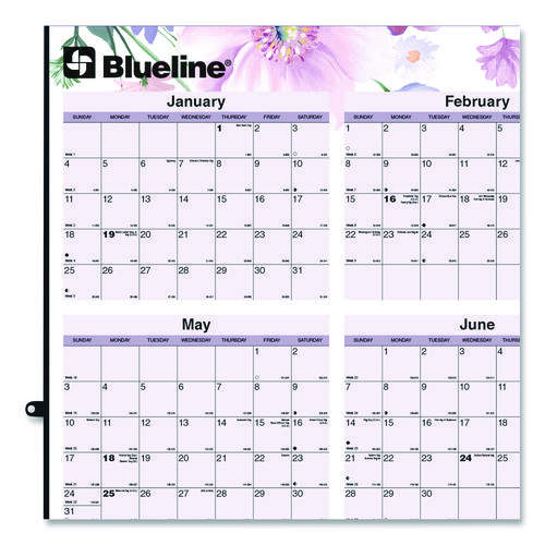 Yearly Laminated Wall Calendar, Tropical Watercolor Artwork, 36 x 24, White/Sand/Orange Sheets, 12-Month (Jan-Dec): 2025