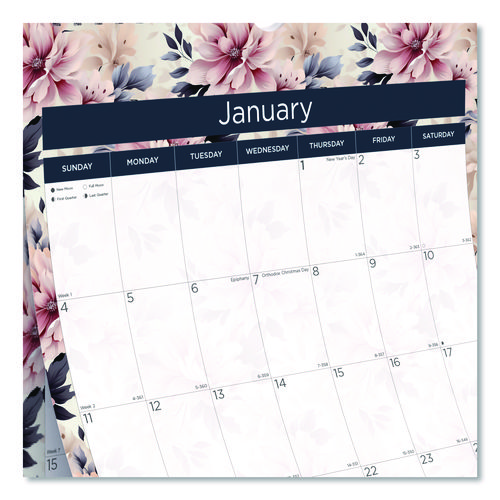 12-Month Colorful Wall Calendar, Floral Artwork, 12 x 17, White Sheets, 12-Month (Jan to Dec): 2025