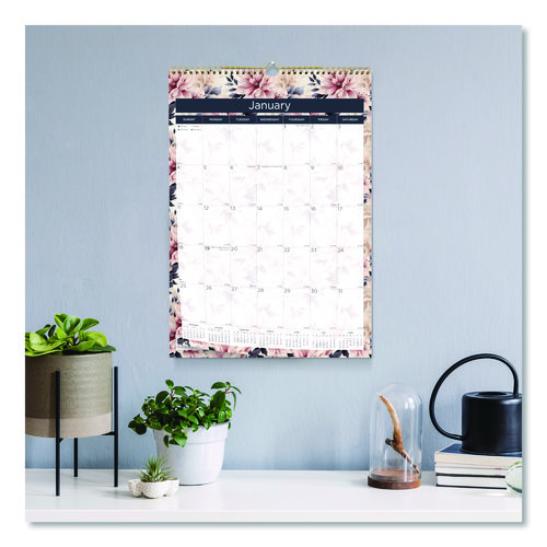 12-Month Colorful Wall Calendar, Floral Artwork, 12 x 17, White Sheets, 12-Month (Jan to Dec): 2025