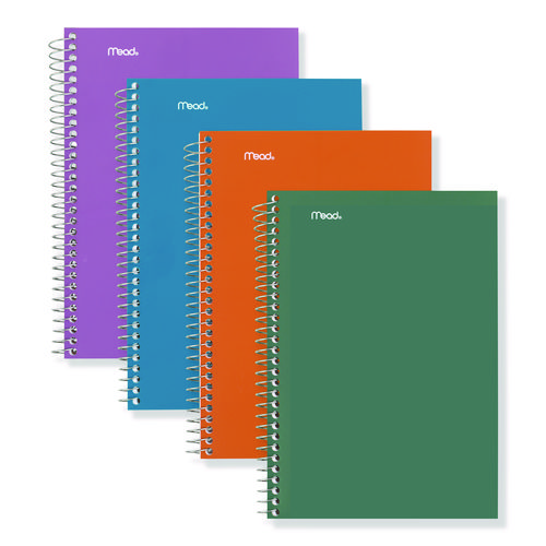 Wirebound Notebook, 2-Subject, Medium/College Rule, Assorted Cover Colors, (80) 9.5 x 6.52 Sheets, 6/Pack