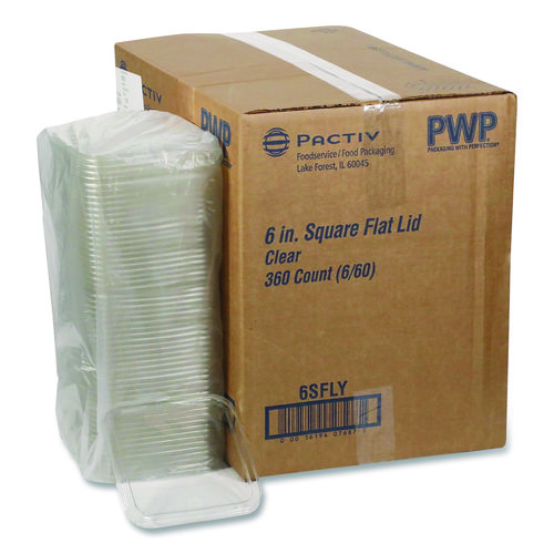 EarthChoice Recycled PET Container Lid, for 6" Square RPET Containers, 6.25 x 0.39 x 6.25, Clear, Plastic, 360/Carton