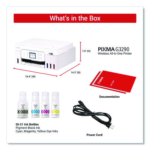MegaTank PIXMA G3290 All-in-One Wireless Inkjet Printer,  Copy/Print/Scan